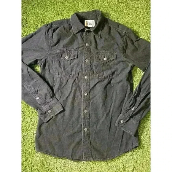 Converse One Star Mens Button Down Long Sleeve Shirt Black sm Pockets Collared - Picture 1 of 9